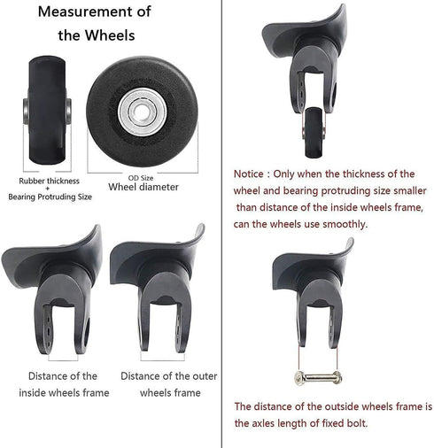 70mm x 24mm 2 Pcs Luggage Suitcase Replacement Wheels, Rubber Swivel Caster Wheels Bearings Repair Kits...