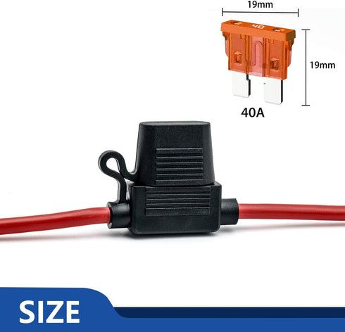 10 AWG Inline Fuse Holder - 12 Volts Fuse Holder for 40A Blade Fuse (6 Pack)...