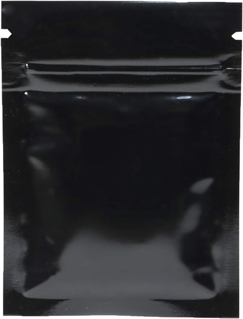 QQ Studio 100 Durable Double-Sided Metallic Foil Flat Style Zip Closure Locking Bag 7.5x10cm (3x4) (Black)...