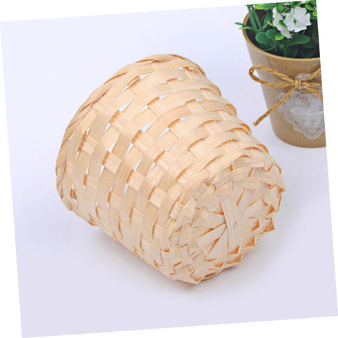 SAFIGLE Bamboo Desk Paper Wastebasket Straw Basket Weaving Organizer Bamboo Storage Basket Rattan Trash Can Pantry Wicker Baskets Wicker Storage S...