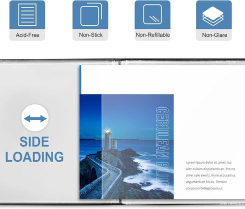 8.5 x 11 Landscape Binder with Sleeves- 40 Pocket Presentation Book Displays 80 Page 8.5" x 11" Letter Size Papers, Horizontal Sheet Protector Por...