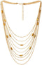 COOLSTEELANDBEYOND Gold Statement Choker Collar Necklace Waterfall Multi-Strand Chain with Rectangle Crystal Bead Charm...