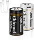 2pack D Batteries-DCell Batteries Rechargeable Lithium ion,1.5V 10000mWh Size D Battery for All Purpose with USB Charging Cord...