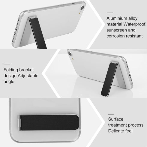 Ultra-Thin Cell Phone Holder, Adjustable Mini Alloy Phone Kickstand Portable Foldable Phone Stand Adjustable Angle for Mobile Phone Tablet Univers...
