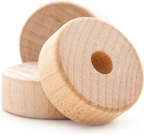 Pinehurst Crafts Flat (Slab) Wooden Toy Wheels, 1-Inch x 3/8-Inch Thick, Pack of 12...