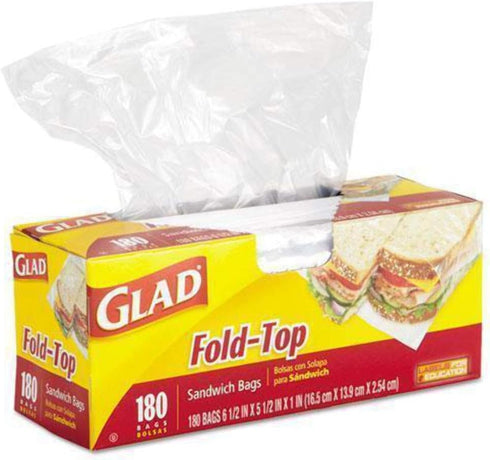 Glad Fold Top Sandwich Bags, Plastic Bags 180-Count...