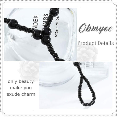 2Pcs Beaded Barefoot Sandals Black Wedding Ankle Bracelet Beads Toe Ring Anklets Chain Beach Foot jewelry for Women (Black)...