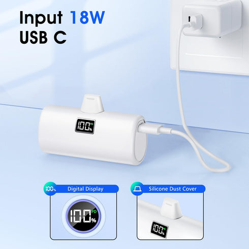 Portable Charger for iPhone, 20W PD Fast Charging - 6000mAh Small Power Bank with LCD Display, Mini Cute Portable Battery Phone Charger for iPhone...