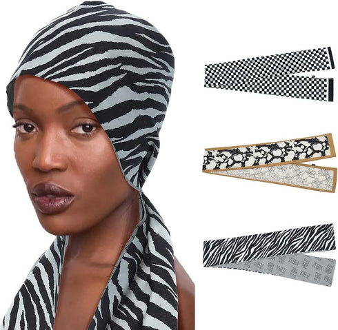 Woeoe Women's Silk Head Edge Wrap Red Satin Laying Scarves Long Lace Headband Scarf Pattern Silky Hair Wrapping(Pack of 3)...