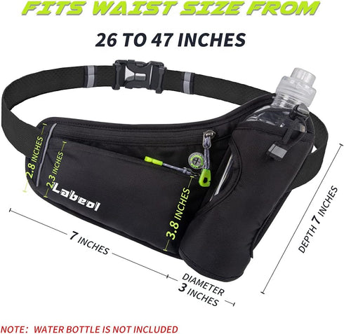 Labeol Waist Pack, Waterproof Hydration Belt with Water Bottle Holder, Adjustable Fanny Pack for Running, Hiking, Walking, Cycling, Black...