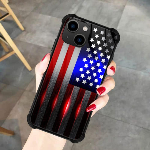 ZHEGAILIAN Case Compatible with iPhone 15 Plus,Cut American Flag iPhone 15 Plus Cases,Plexiglass Four-Corner Shock-Proof Design Cover for iPhone 1...