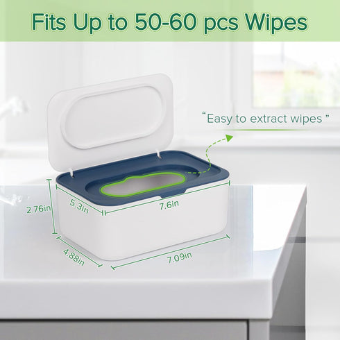 Baby Wipes Dispenser, Wipes Case Baby Wipe Holder Keeps Wipes Fresh, Non-Slip, Easy Open & Close (Blue)...
