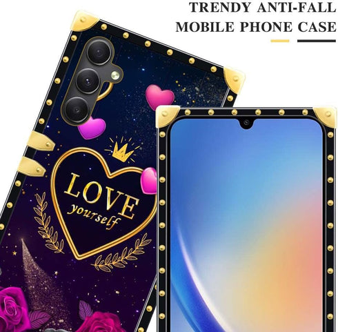 Compatible with Samsung Galaxy A54 5G Case,Love Yourself for Women Girls Soft TPU Shockproof Protective Square Phone Case Cover for Samsung Galaxy...
