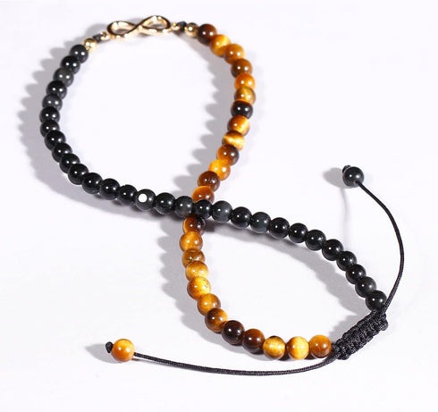 Jewever Infinity Charm Tiger Eye/Black Obsidian Beaded Bracelet Anklet for Women Beach Foot Crystals and Gemstones Jewelry Adjustable...