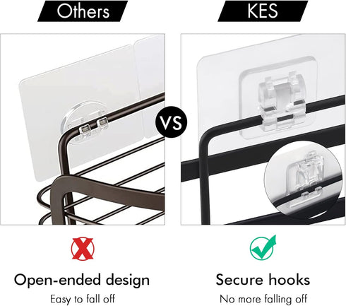 KES Shower Caddy Corner, Self-Adhesive Shower Corner Shelf, Stainless Steel Shower Organizer Matte Black 2 Pack, BSC219DF-BK-P2...