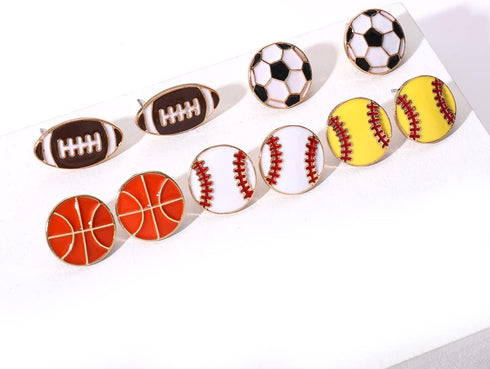 Baseball Necklace Earrings for Women Enamel Softball Earring Studs Soccer Basketball Pendant Necklaces Ball Game Sports Fan Jewelry Set Gifts...