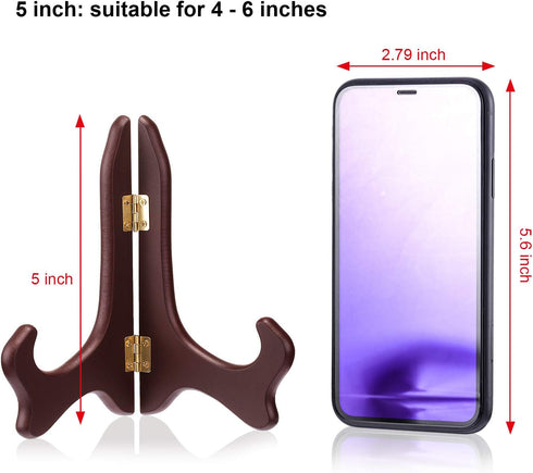 Tatuo 4 Packs Wooden Display Stand Plate Holder Easels (5 Inch, Red)...