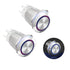 Latching Push Button Switch 36V Waterproof Stainless Steel Metal 3/4" Mounting Hole Blue LED SPST Switch for Electrical Equipment, 2 Pcs, Flat Rou...