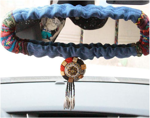 Bohemian Style Car Rear View Mirror Cover for Women - Blue...