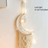 Boho Macrame Woven Wall Hanging, Crochet Crescent Moon Star Dream Catcher with Long Tassel- White Cotton Handmade Bohemian Home Decor Decoration A...