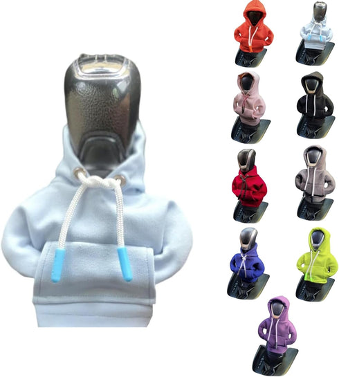 Mini Car Gear Shift Cover Hoodie Car Gear Shift Cover, Interior Accessories Shift Knobs Fashionable Shirt Trim (White) (HF0817A)...
