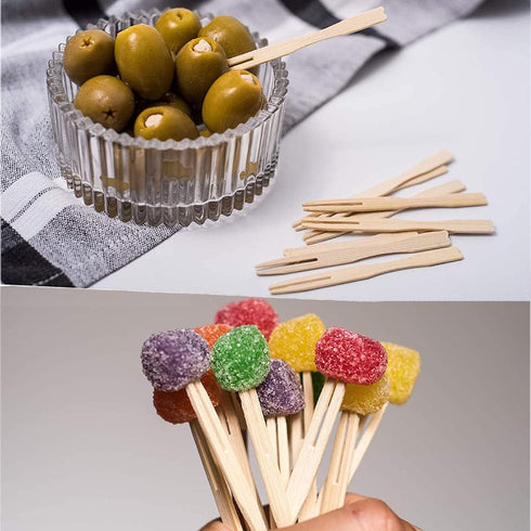 200 Pcs Bamboo Forks 3.5 inch, Wooden Appetizer Forks Mini Food Picks for Party, Banquet, Buffet, Catering, and Daily Life...