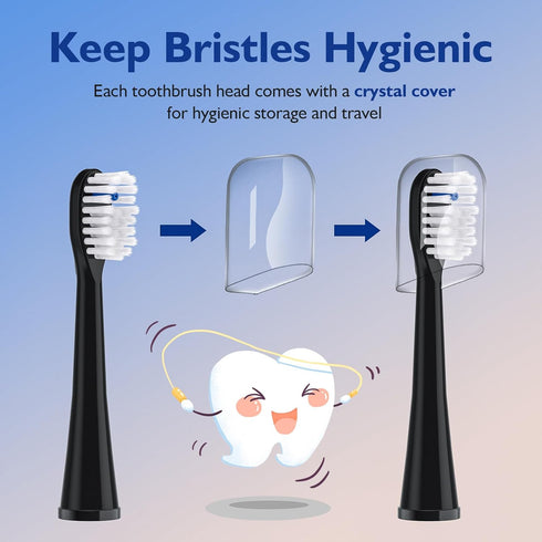 Toothbrush Heads Replacements for Water-Pik Sonic Fusion and Sonic Fusion 2.0, SF01, SF02, SF03 & SF04, Transparent Bristles, Original Shape with ...