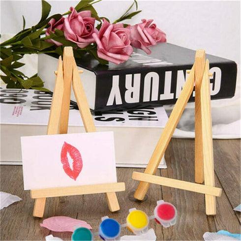 10 Pack Mini Wood Display Easel (5 Inch) Wooden Artist Easel Triangle Cards Stand Photo Display Wedding Business Card, Painting Craft Drawing phon...