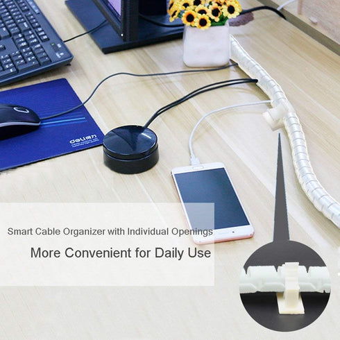 White Cable Management Sleeve Tubes, Power Cord Organizer Protectors for Pets, 2 PCS VIWIEU Cable Bundler with Electrical Cable Clips and Zip Ties...
