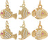 Beebeecraft 9Pcs 3 Styles Cubic Zirconia Fish Charms 18K Gold Plated Summer Sea Fish Pendant Charm with Storage Box for DIY Jewelry Crafts Necklac...