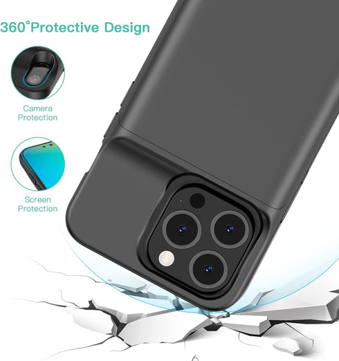 JCK Slim 7000mAh Battery Case for iPhone 14/14 Pro/13/13 Pro, 6.1 inch, Rechargeable Power Bank, Black...