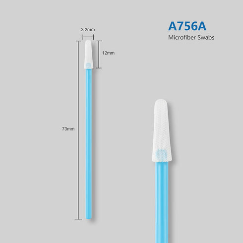 Cleanroom Swabs Pointed Tips (100 pcs, 73mm Length, 3.2mm Head Width, Blue) Multi-Purpose Cleaning Swab Sticks with Lint-Free Microfiber Tips for ...