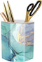 WAVEYU Pencil Cup for Desk Cute, Pen Pencil Stand Holder, Office Desk Organizer for Men Women Ceramic Marble Makeup Brush Holder for Home, Green M...