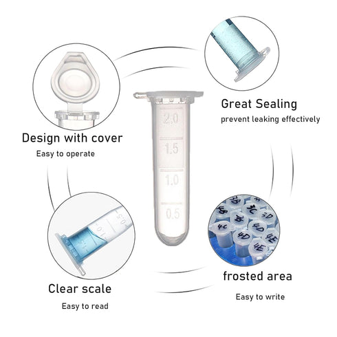 2ml Microcentrifuge Tube - PCR Tube with Flat Cap(1000pcs),Graduated-Polypropylene Plastic...
