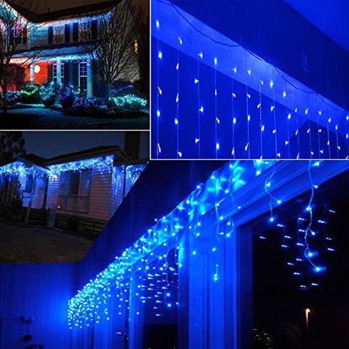 3.5M/11ft 96 LED Blue Linkable Fairy Curtain String Light with 8 Modes Functional Controller for Indoor/Outdoor/Party/Wedding/Christmas Decor...