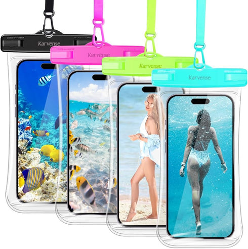 Waterproof Phone Pouch/Case, 4 Pack Large Water Proof Phone Pouch for iPhone, Samsung Galaxy & Pixel, IPX8 Phone Water Protector Pouch for Travel,...