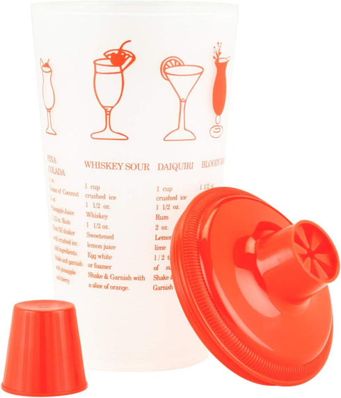 Collins Red Cocktail Recipe Shaker with Cap and Built In Strainer, 30 oz...