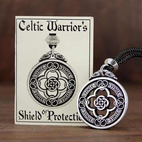Pewter Celtic Knot Warrior Shield Pendant Necklace...