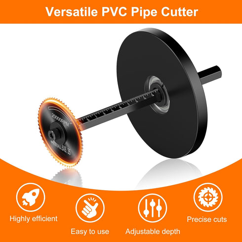 Inside Pipe Cutter for PVC Pipe, Cutter Tool Set with scale - Adjustable Depth Gauge, 6 Black Blades, 4" Black Hex Shank...