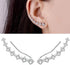 7 Crystals Ear Cuffs Stud Climbers Earrings S925 Sterling Silver Hypoallergenic Arete...