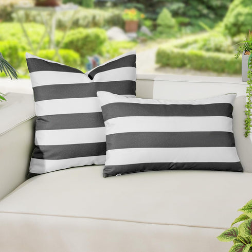 Outdoor Throw Pillow Covers, Square Stripe Waterproof Throw Pillow Cases for Outdoor Patio Porch Farmhouse Garden Balcony Couch, 18"x18"(45x45cm)/...
