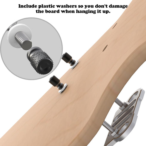 Skateboard Wall Mount (6-Pack) - Strong Aluminum Skateboard Hanger with One Bubble Level and Dual Screw Holes, Skateboard Deck Storage for Home De...