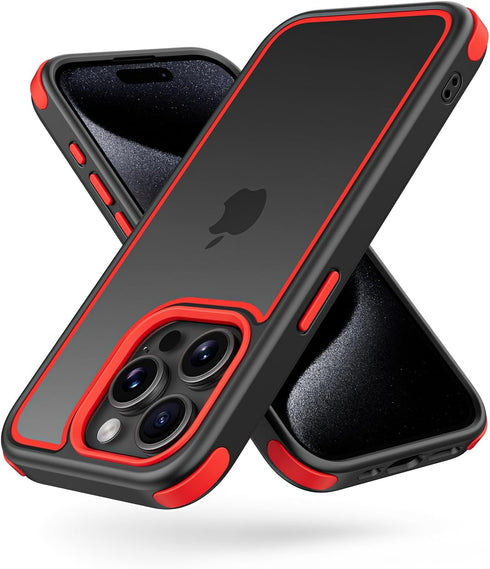 Compatible with iPhone 15 Pro Case, with Multicolor Protective Shockproof Bumpers, Crystal Clear Back Not Yellowing Anti-Scratch Hard PC Back & So...