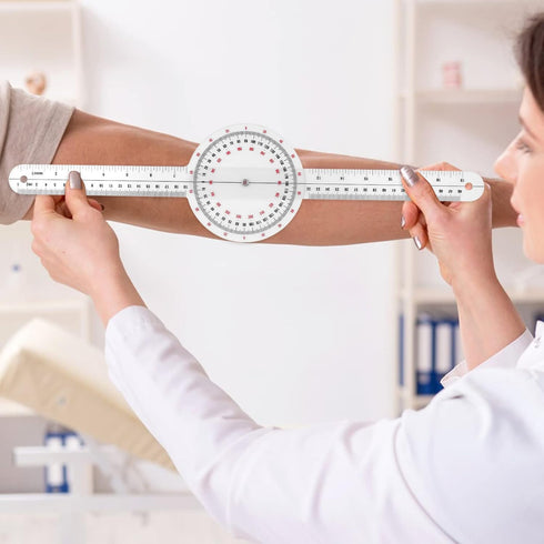 Prasacco 12 Inch Goniometer, Transparent Orthopedic Angle Ruler Plastic Goniometer 360 Degree Goniometer Angle Protractor Goniometer for Body Meas...