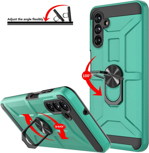 Jeylly for Samsung Galaxy A13 5G Case with Ring Stand & 2 Pack HD Screeen Protector, Heavy Duty Shockproof Full Body Rugged Dual Layer TPU Protect...