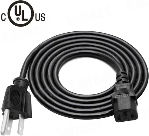 3 Prong Power Cord Replacement for for Viewsonic PJ452 PJD5155 VX2452MH N1930W VA2759-SMH VA2033-LED DiamaniDuo Optiquest Q9 Projector Monitor Pow...