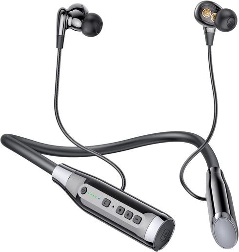 Bluetooth Headphones Neckband 100 Hours Extra Long Playback with Microphone Headset, 4 Speakers Heavy Bass Noise Reduction in Ear Wireless Earbuds...