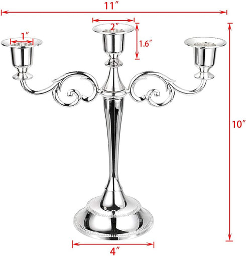 OwnMy 3 Arms Metal Candelabra Candlestick Silver European Elegant Candle Holder Candle Stand for Wedding Dining Table Christmas Party Home Decorat...