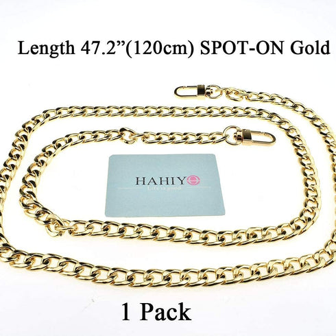 HAHIYO Purse Chain Strap Length 47.2" SPOT-ON Gold for Shoulder Cross Body Sling Purse Handbag Clutch Bag Replacement Strap Comfortable Flat 0.4" ...