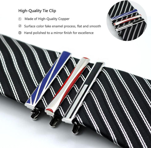 3PCS Wedding Tie Clips For Men Black Blue Red Enamel Tie clips,Cool Gifts For Men...
